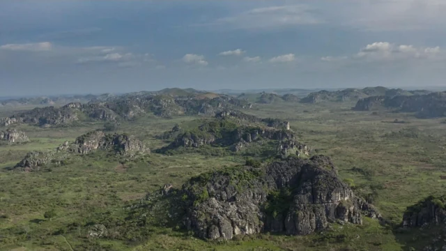 Limestone towers across the Lovo Massif in Kongo Central